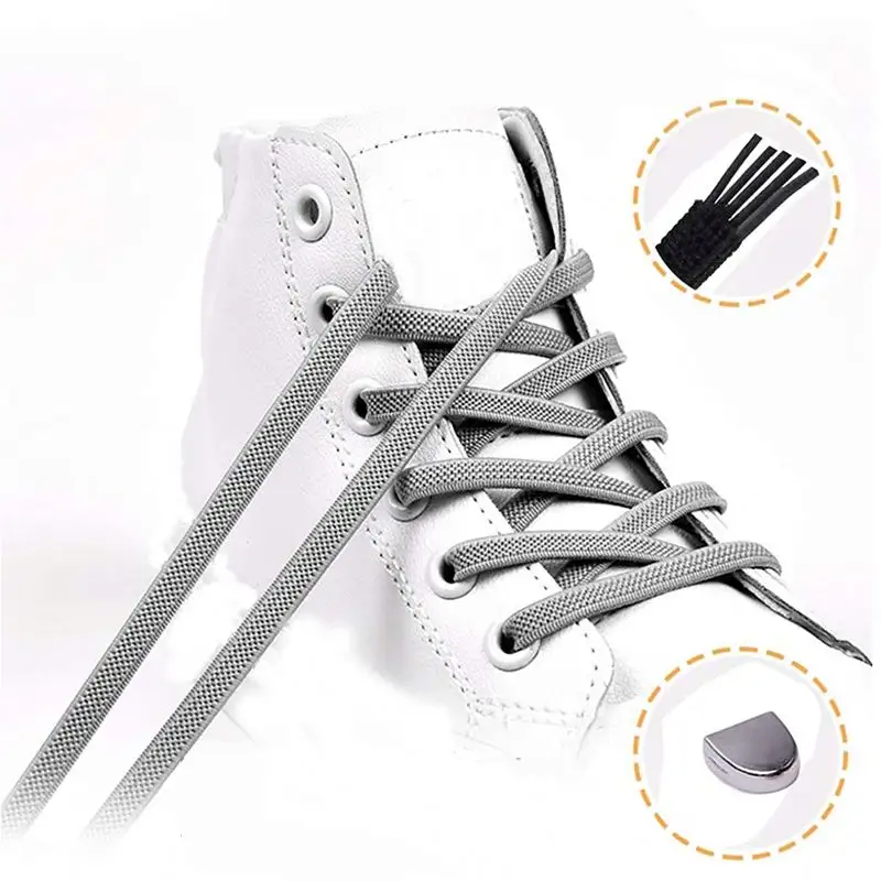 Новые двусторонние двухцветные плоские шнурки, Металлические Магнитные шнурки с замком, эластичные бесслойные шнурки, легко надевать и снимать