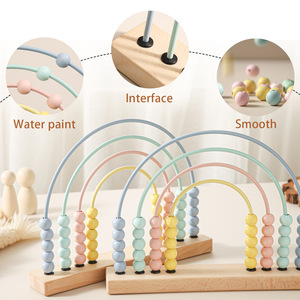 木制彩色蒙特梭利婴儿学习工具珠子数学算盘儿童教育数学 - Product Image 2