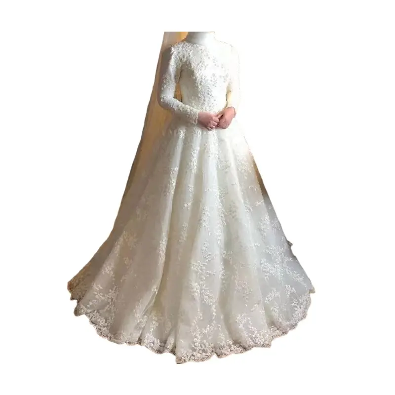 E0110ta59 thương hiệu sản phẩm mới đính cườm dài tay áo hồi giáo Bridal Wedding Dress sehe thời trang