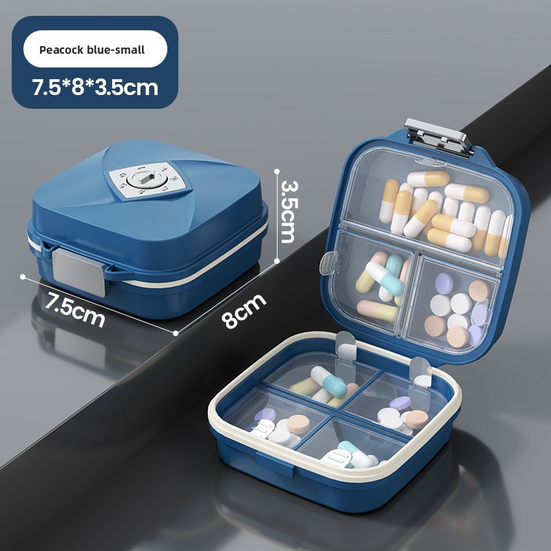 Small 7-compartment blue box, English packaging