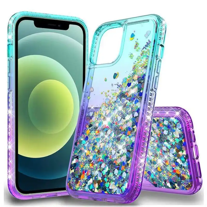 2023 Shining Diamond Cover Weiche TPU-Hülle Glitter Liquid Gradient Bling Diamond Phone Cove für iPhone 15 für Samsung S22