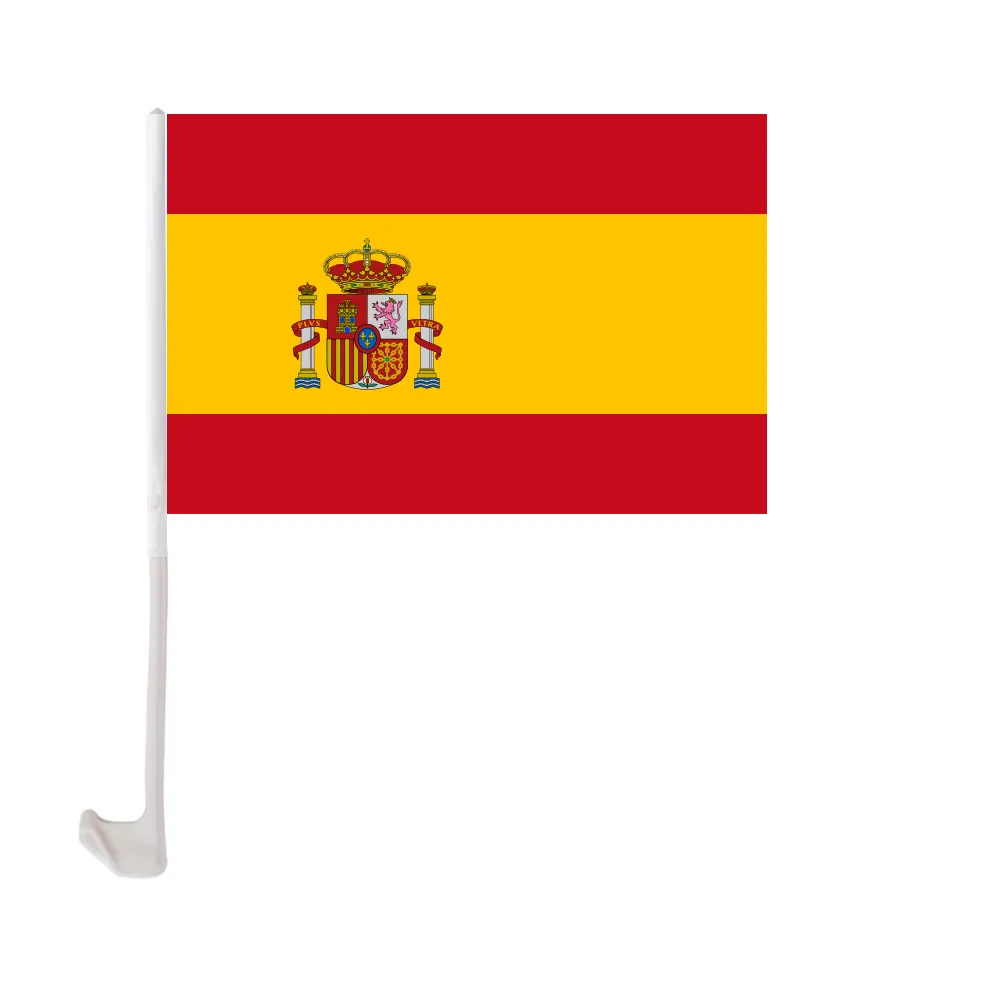 Tutucu ile 12x18 inç Polyester baskı özel İspanya araba pencere bayrağı