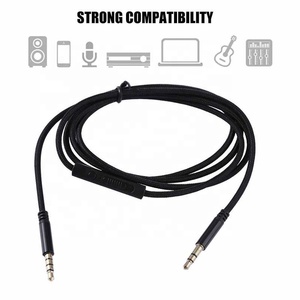 1m Cabo de áudio 3.5mm macho para macho com Mic Volume Control Headphone para carro alto-falante vídeo e microfone jack 3.5mm Aux Cable