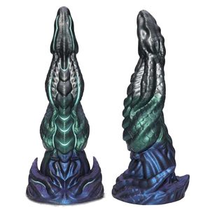Hete Verkoop Vloeibare Siliconen Realistische Knoop Anale <span class=keywords><strong>Dildo</strong></span> G-Spot Prostaatstimulatie Fantasie Monster Butt Plug <span class=keywords><strong>Dildo</strong></span> Voor Mannen Vrouwen Homo - Product Image 1