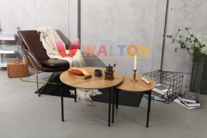 Round Coffee <strong>Table</strong> Set of 2 <strong>Nesting</strong> Side <strong>End</strong> <strong>Tables</strong> for Living Room Wood Tabletop and Sturdy Metal Frame <strong>Nesting</strong> <strong>Tables</strong> - Product Image 2