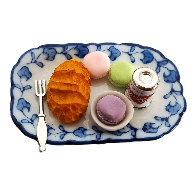 Poppenhuis Voedsel Miniatuur Poppenhuis Ontbijt In Bed Voedsel Lade Voor 1/12 Schaal Dollhouse