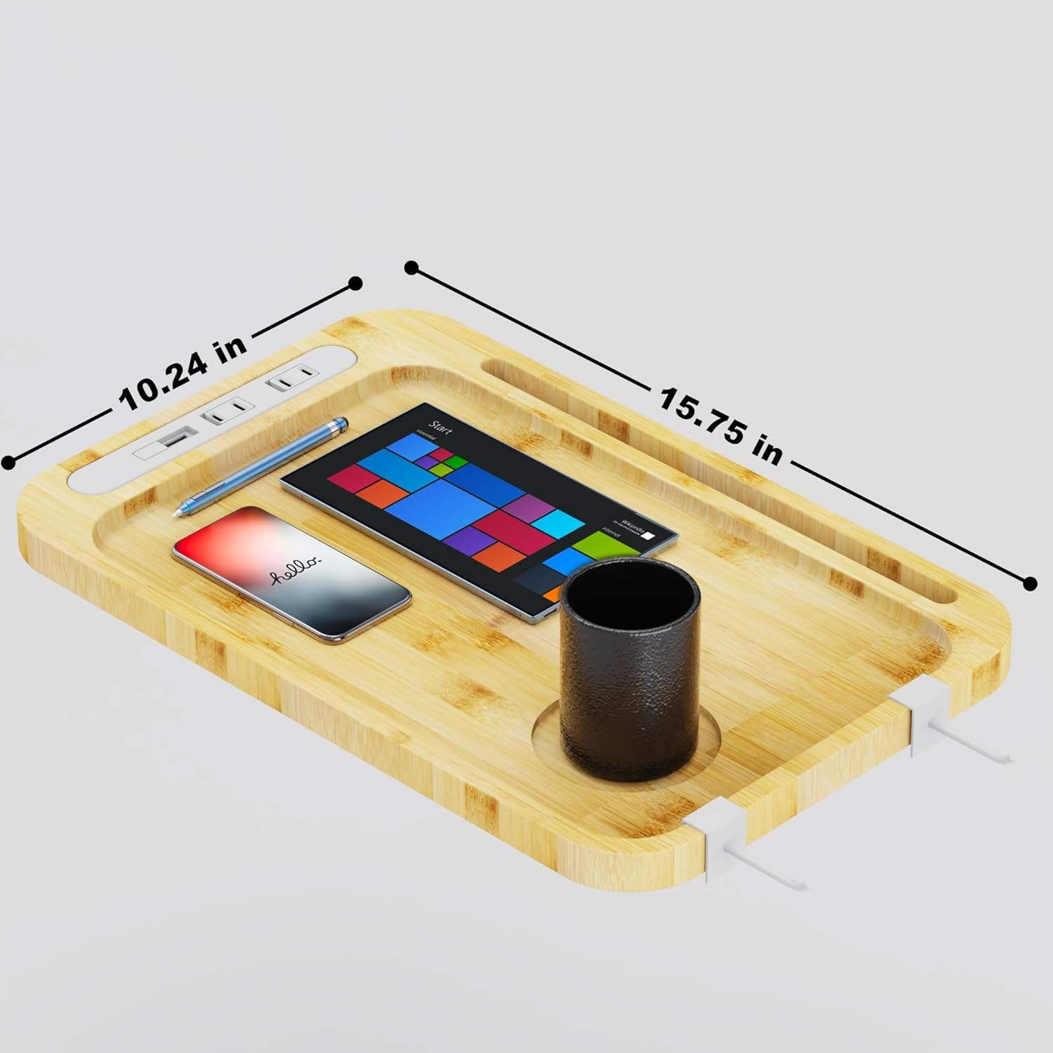 ถาดข้างเตียงพร้อมที่ชาร์จ