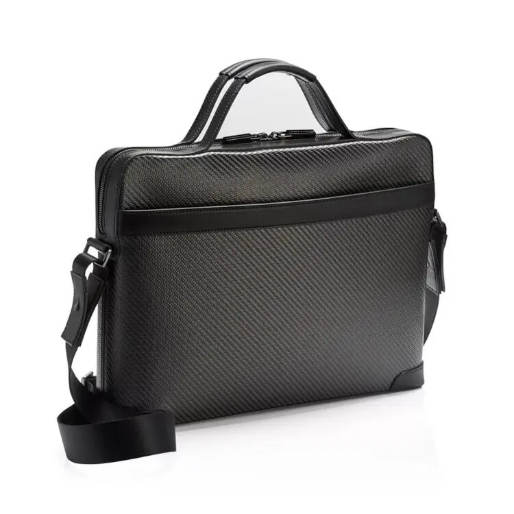 Bolsa de couro personalizada de alta qualidade, leve, de fibra de carbono, para homens