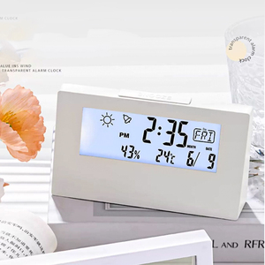 Modello stile uso interno vendita calda modello soggiorno In luogo piccolo elettronico trasparente digitale <span class=keywords><strong>LCD</strong></span> sveglia