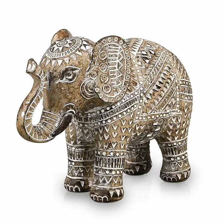 EAGLEGIFTS Wholesale Custom Antique Resin Crafts Elephant Sculpture Tribal Style Exquisite Elephant Figurine For Home Decor