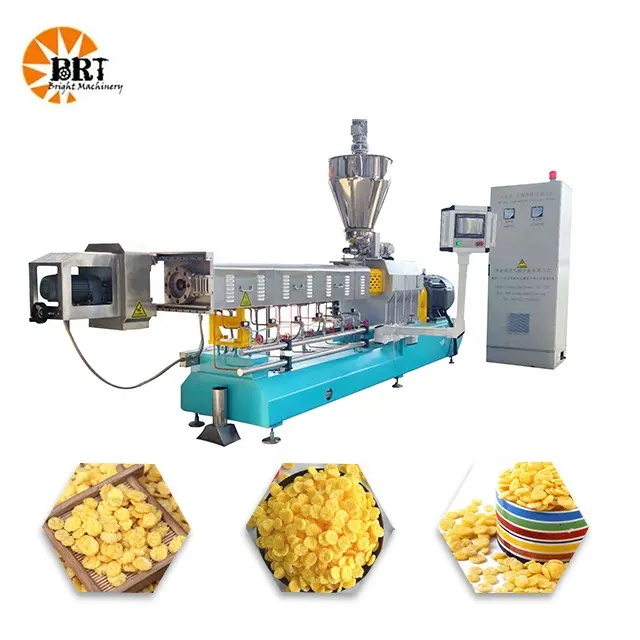 Preço da linha de máquinas para fabricação de cereais de café da manhã, máquina extrusora industrial para fabricação de flocos de milho