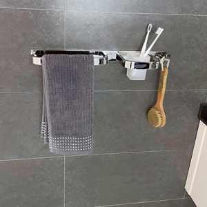 Modern çok fonksiyonlu paslanmaz çelik 304 raf havlu askısı cam bardak tutucu ile otel banyo için bornoz askısı fırçalanmış bitirmek
