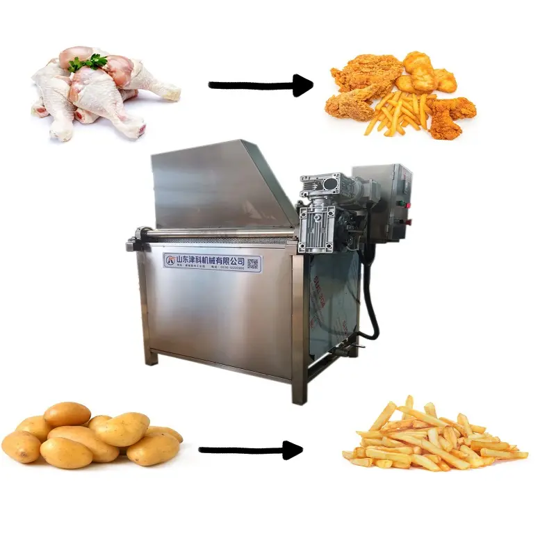 Venda quente de linha de produção de batatas fritas para máquina de fritar e misturar óleo e água