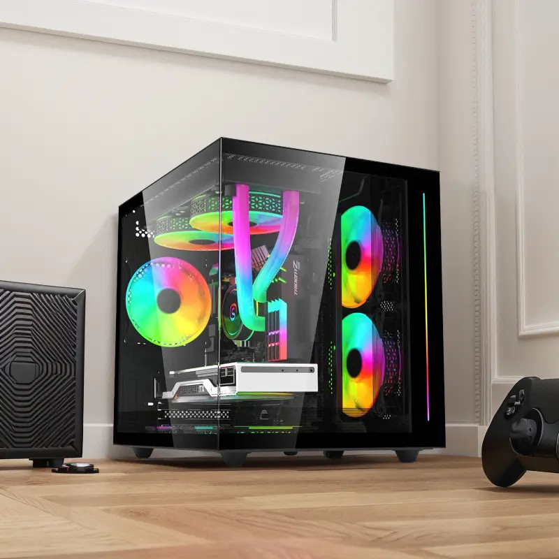 SOEYI PC Gabinete Mid Tower Micro ATX Gaming Computer Case para Desktop com ventilador refrigerador