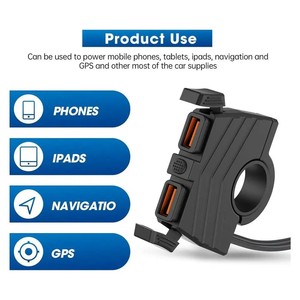 Motosiklet plaj bisikletleri için anahtarı ile 12V motosiklet şarj <span class=keywords><strong>USB</strong></span> hızlı şarj su geçirmez <span class=keywords><strong>SAE</strong></span> arayüzü