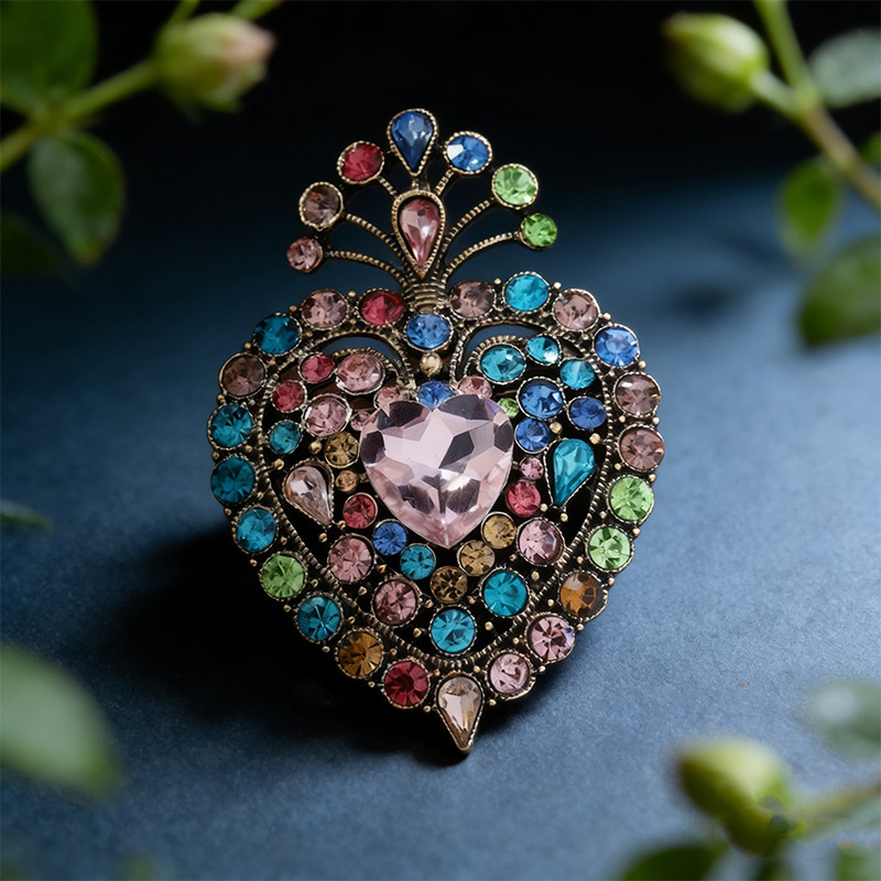 Big peach heart pink crystal