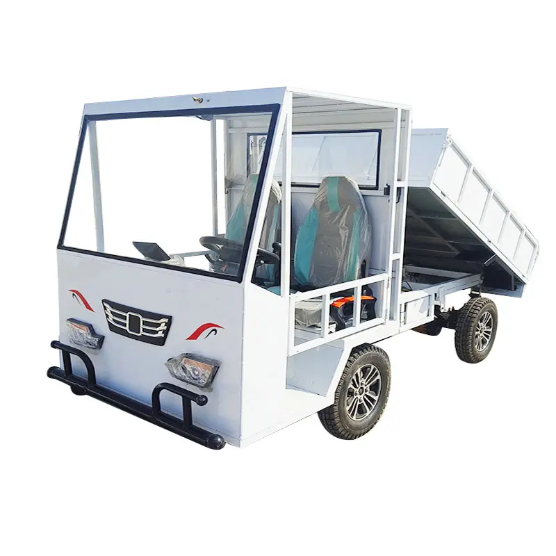 Loại Mới giỏ hàng cho giao thông vận tải của hàng hóa điện bốn-bánh xe phẳng kéo xe tải tay tucks thủy lực tự xả tansporter
