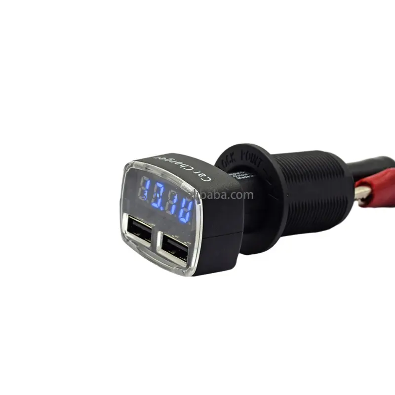 4.8A Dual USB caricabatteria da auto voltmetro Monitor batteria per auto con tensione LED e Display ampere