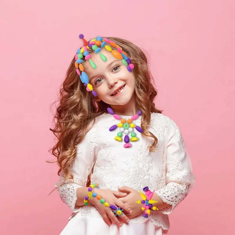 Pop Hạt Handmade Kids Craft Set Diy Chuỗi Viền Hạt Đồ Chơi Làm Đồ Trang Sức Kit Bracelet Enfants Hạt Đồ Chơi Trẻ Em Đồ Chơi Cô Gái