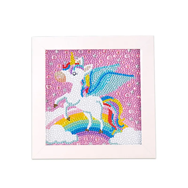 Kit lukisan berlian berbingkai foto kuda terbang kecil hewan lucu untuk anak-anak Diy bordir berlian 5d gambar gantung dinding rumah