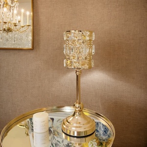 Crystal Candle Holders <strong>Long</strong> Stem Beaded Glass Candlestick Holder Candelabra Table <strong>Centerpieces</strong> for Wedding Party Decor - Product Image 2
