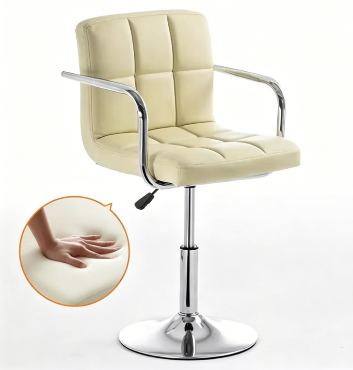 Short 40-55cm-armrests-beige leather