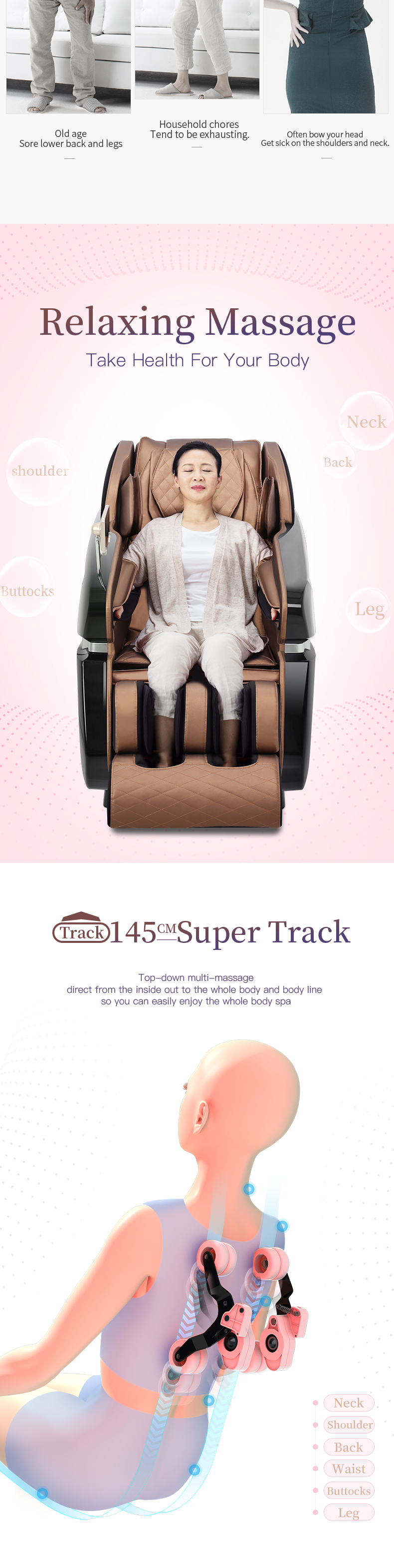 Jare M8 Manufacturer  Cheap price  Sale Sl-Track Parts Massager Zero Gravity Material Origin Type Full body Massage Chair