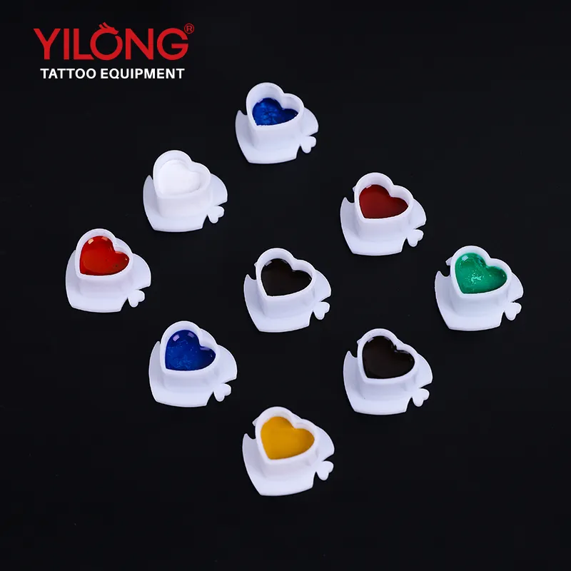 11 Colors Tattoo Ink Cups Wholesale Price Doll Cup Heart Shaped Ink Cup Skull
