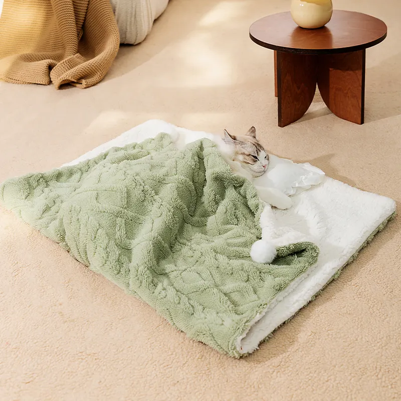 Produttore di accessori per animali domestici all'ingrosso Dog Home Nest Winter Warm Eco Sherpa Fleece stampato Pet Dog Bed Cushion coperta per cane