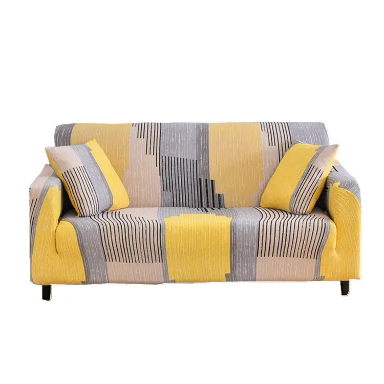 2021 pantone color new yellow and gray L shape protective sofa arm covers Stretch Slipcover Elegant Sofa Covers
