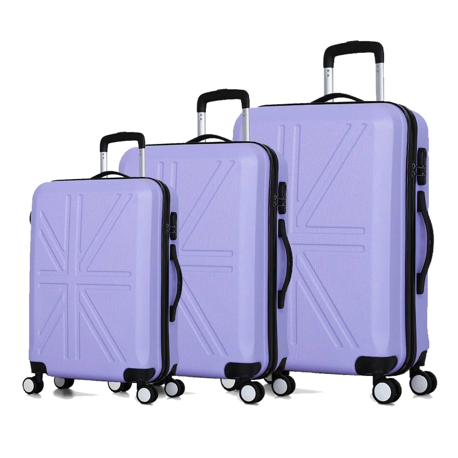 Nhà máy OEM 3 pcs ABS cứng hành lý đặt cán hành lý trên bánh xe du lịch Túi hành lý xe đẩy trường hợp Bộ vali
