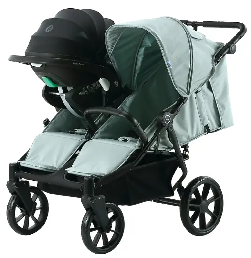 multi functional outer travel folding system twin baby stroller 3 in 1 baby pram with carry cot & car seat four big PU wheels