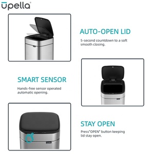 سلة مهملات ذكية بدون لمس لمشاريع الفنادق، سلة قمامة كهربائية ذكية بمستشعر للمنزل وغرفة النوم - Product Image 2