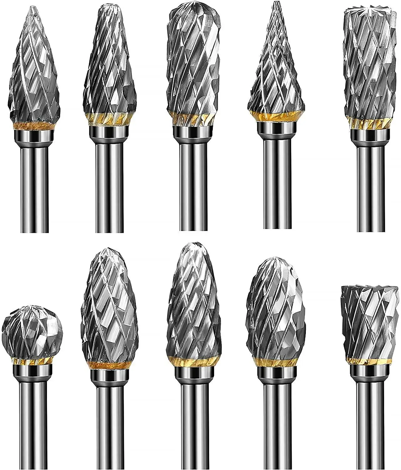 Juego rotativas de brocas de carburo de tungsteno de 1/8 \ ", herramienta Dremel, rebabas de corte y tallado compatibles, abrasivos de diamante, pulido de piedra