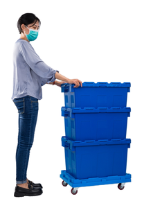 12 gallon nhựa Stackable lưu trữ keepbox Tote container với kèm theo bản lề nắp cho thuê vận chuyển hậu cần - Product Image 4