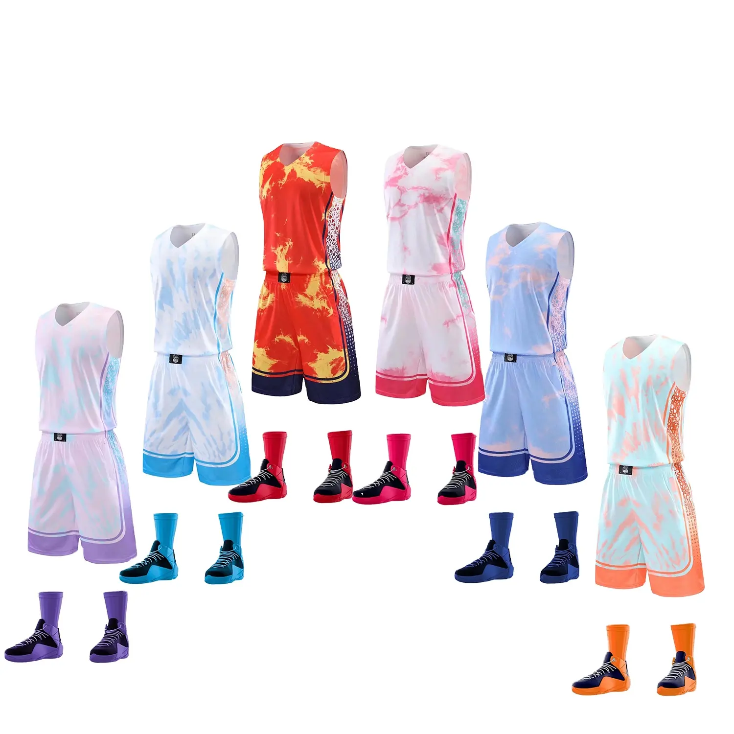 Sublimación personalizada árbitro equipo baloncesto uniformes práctica Jersey baloncesto tiro camisetas