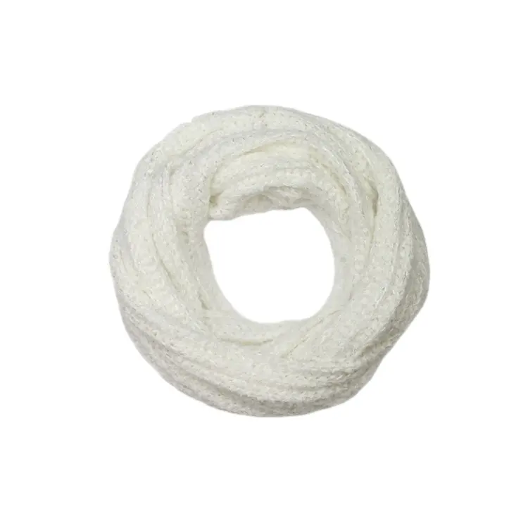 Bufanda infinita con lazo blanco de acrílico 100% para invierno para niñas
