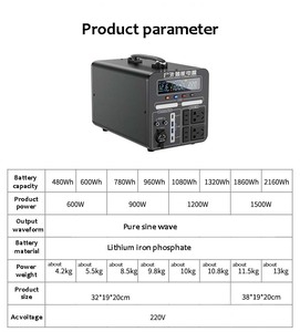 电站1000瓦紧凑型便携式太阳能发电机组带逆变器的电站应急家用