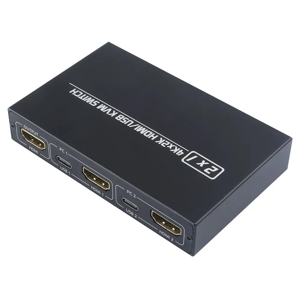 AM-KVM 201CL 2-in-1 USB KVM Switch Support HD 2K*4K 2 Hosts Share 1 Monitor/Keyboard& Mouse Set