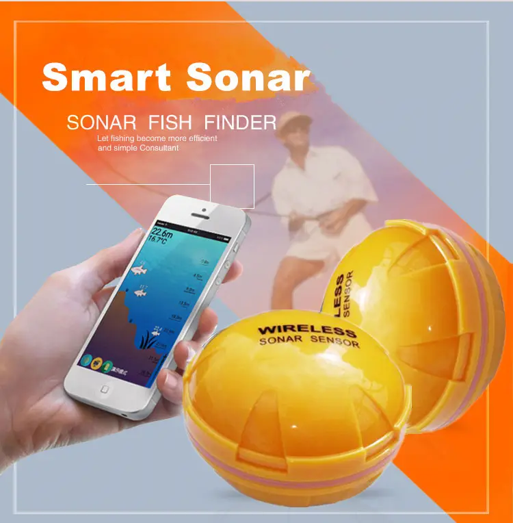 Localizador de peixes móvel, sensor de peixe sonar, sem fio, wifi, inteligente, acessórios portáteis