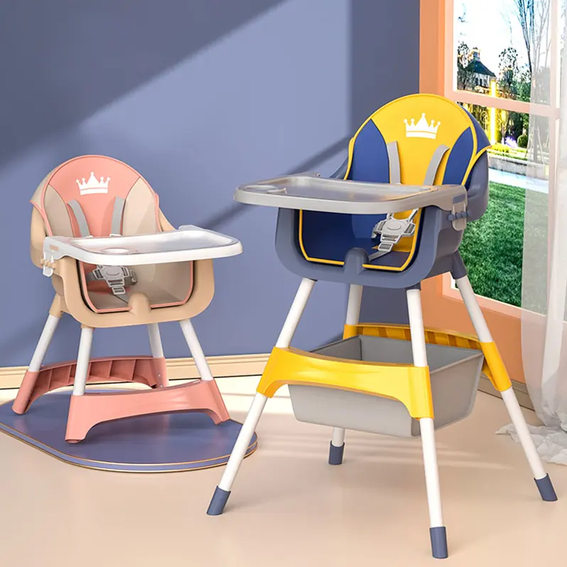 Cadeiras multifuncionais para bebês, cadeiras alta de alimentação fácil para bebês, venda direta de fábrica de luxo barato preço baixo rosa azul verde