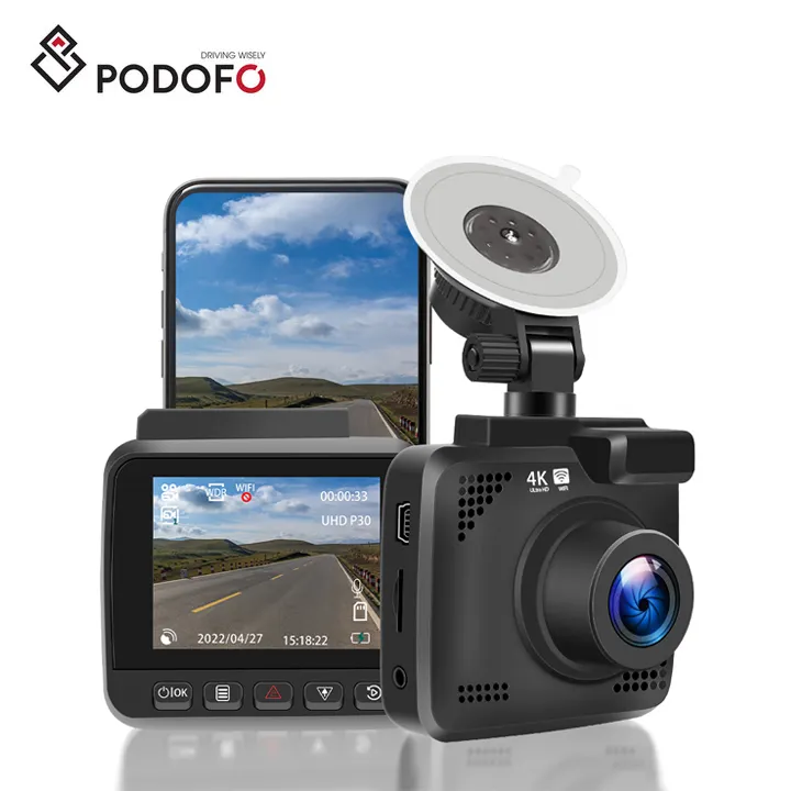 Podofo 2.0 pollici Car Black Box Dash Cam HD 4K WIFI GPS 150 gradi Car Camera DVR videoregistratore G-Sensor Dashcam