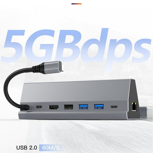 X522 Hub Usb multifunzione 7-in-1 3.0 Hub di trasmissione ad alta velocità Hub di trasmissione Hd 4k con interfaccia cavo di rete - Product Image 4
