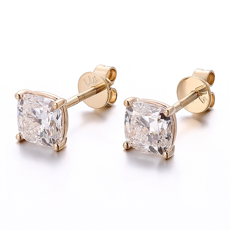 Boucles d'oreilles en or jaune 14 carats avec diamants de laboratoire