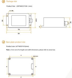 BWSENSING BWS5000 Inclinómetro de doble eje Sensor de ángulo de inclinación de precisión de 0.001 grados con salida digital RS232 485 TTL opcional