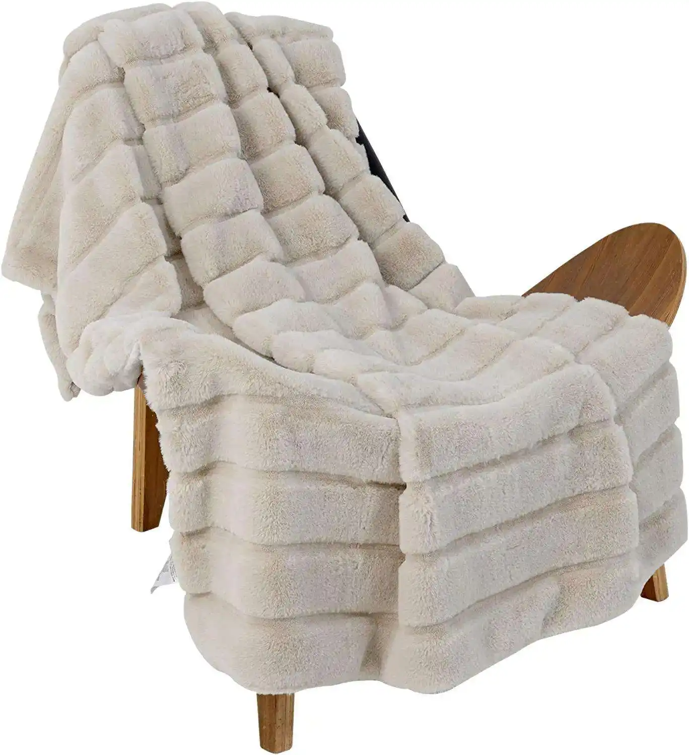 Manta personalizada Queeneo, manta de piel sintética a rayas de conejo suave y acogedora para decoración del hogar