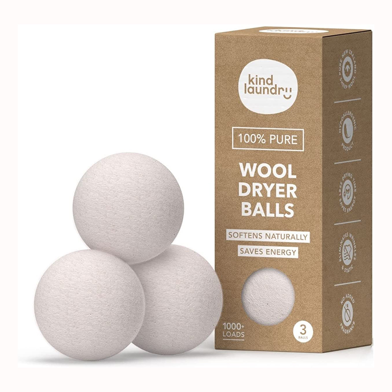 3 Pack Natural Organic White dryer balls wool