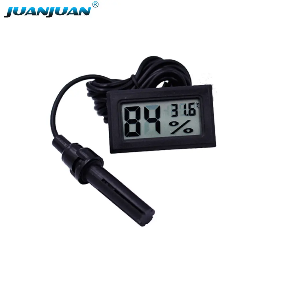 Negro LCD Digital de humedad temperatura instrumento del higrómetro del termómetro de Sensor de temperatura con la sonda externa.