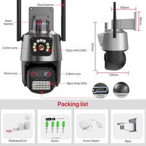 光学变焦9MP三镜头双屏户外自动跟踪安全监控icsee无线摄像头三镜头 - Product Image 5