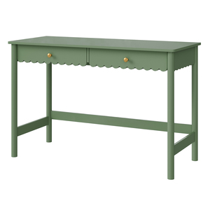 Diseño de perfil de onda directa de fábrica MDF pintura dos cajones escritorio de la computadora mesa de escritura con pata de madera maciza - Product Image 1